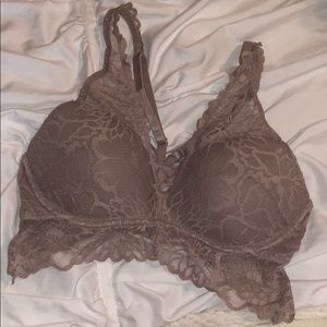 Pink padded lace bralette